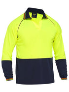 Hi Vis Recycled Polyester V-Nec L/S Polo