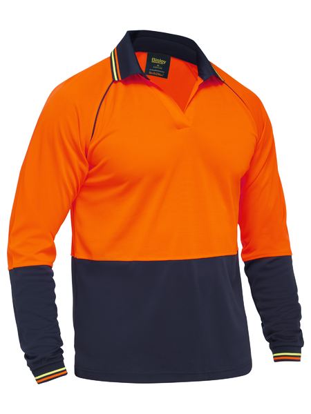 Hi Vis Recycled Polyester V-Nec L/S Polo