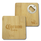Square Bamboo Coaster with bottle opener