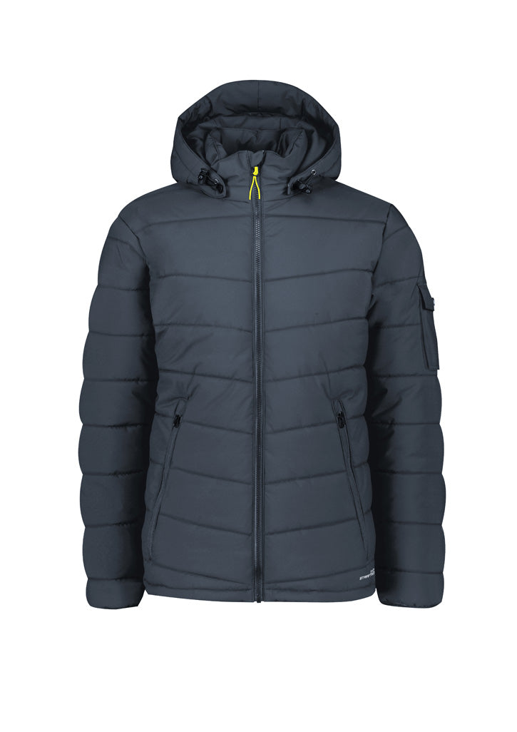 SYZMIK WORKWEAR Unisex Streetworx Hooded Puffer Jacke zj240. ACTIV EMBROIDERY DESIGNS. UNIFORMS & WORKWEAR