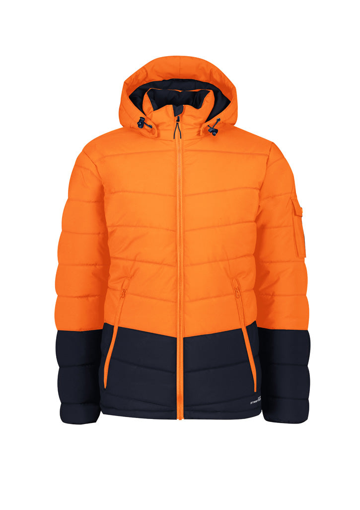 SYZMIK WORKWEAR Unisex Streetworx Hooded Puffer Jacke zj240. ACTIV EMBROIDERY DESIGNS. UNIFORMS & WORKWEAR
