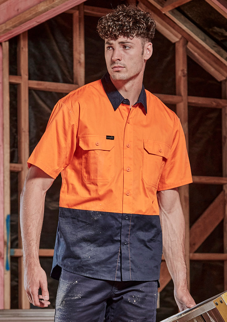 SYZMIK WORKWEAR Hi Vis Short Sleeve Shirt (Mens) ZW115