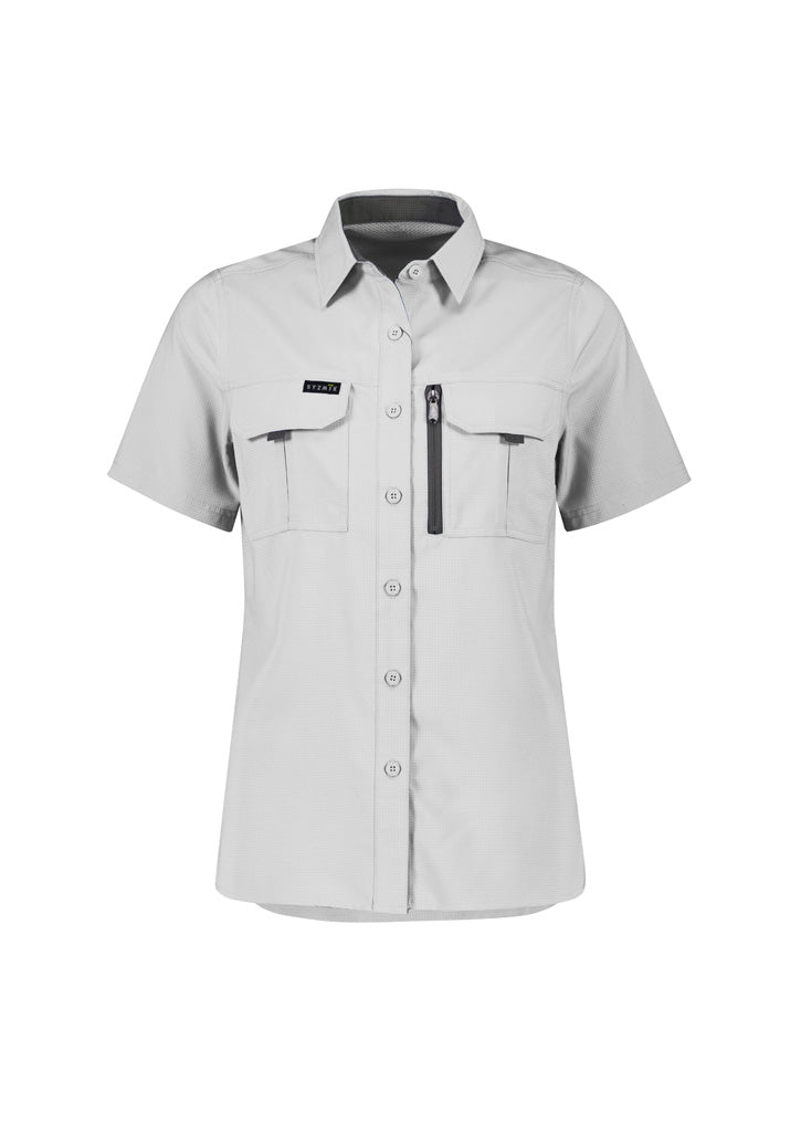 ACTIV EMBROIDERY DESIGNS. UNIFORMS. SYZMIK WORKWEAR  Outdoor Short Sleeve Shirt (Womens) ZW765