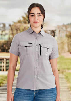 ACTIV EMBROIDERY DESIGNS. UNIFORMS. SYZMIK WORKWEAR  Outdoor Short Sleeve Shirt (Womens) ZW765