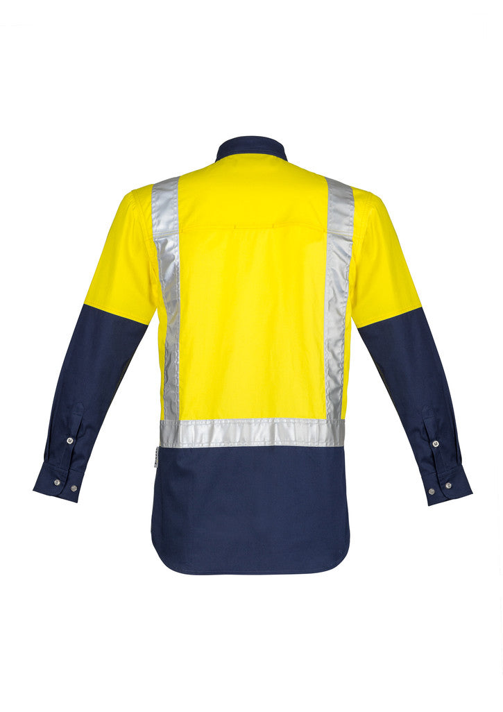 ACTIV EMBROIDERY DESIGNS. UNIFORMS. HI VIS SPLICED INDUSTRIAL SHIRT. MENS.