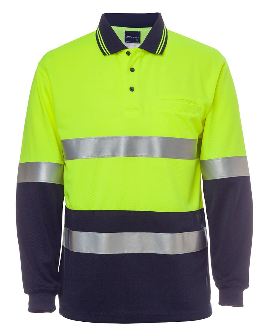 ACTIV EMBROIDERY DESIGN, UNIFORMS. WORKWEAR .JB Hi Vis L/S (D + N) Traditional Polo (Unisex)