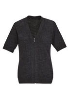 Womens Zip Front Short Sleeve Knit