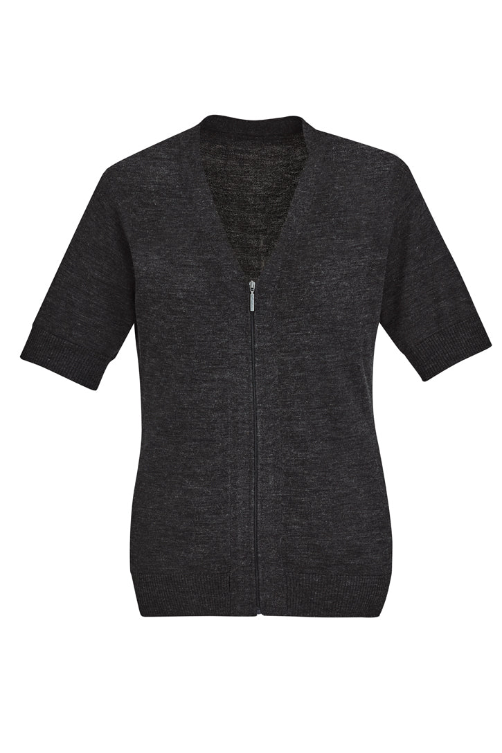 Womens Zip Front Short Sleeve Knit