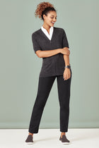 Womens Zip Front Short Sleeve Knit