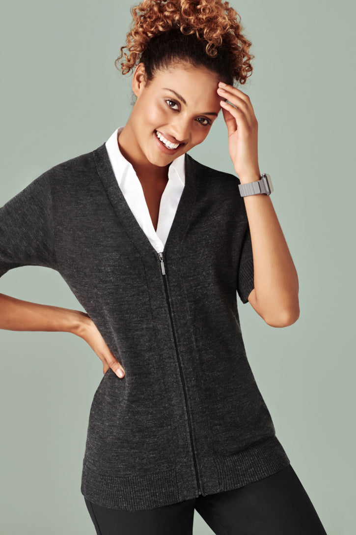 bizcare, Womens Zip Front Short Sleeve Knit CK962LC