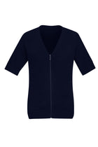 Womens Zip Front Short Sleeve Knit