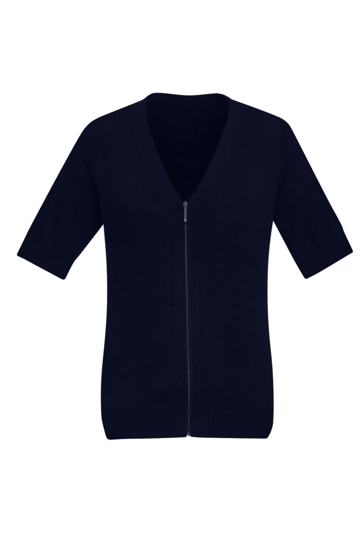 Womens Zip Front Short Sleeve Knit