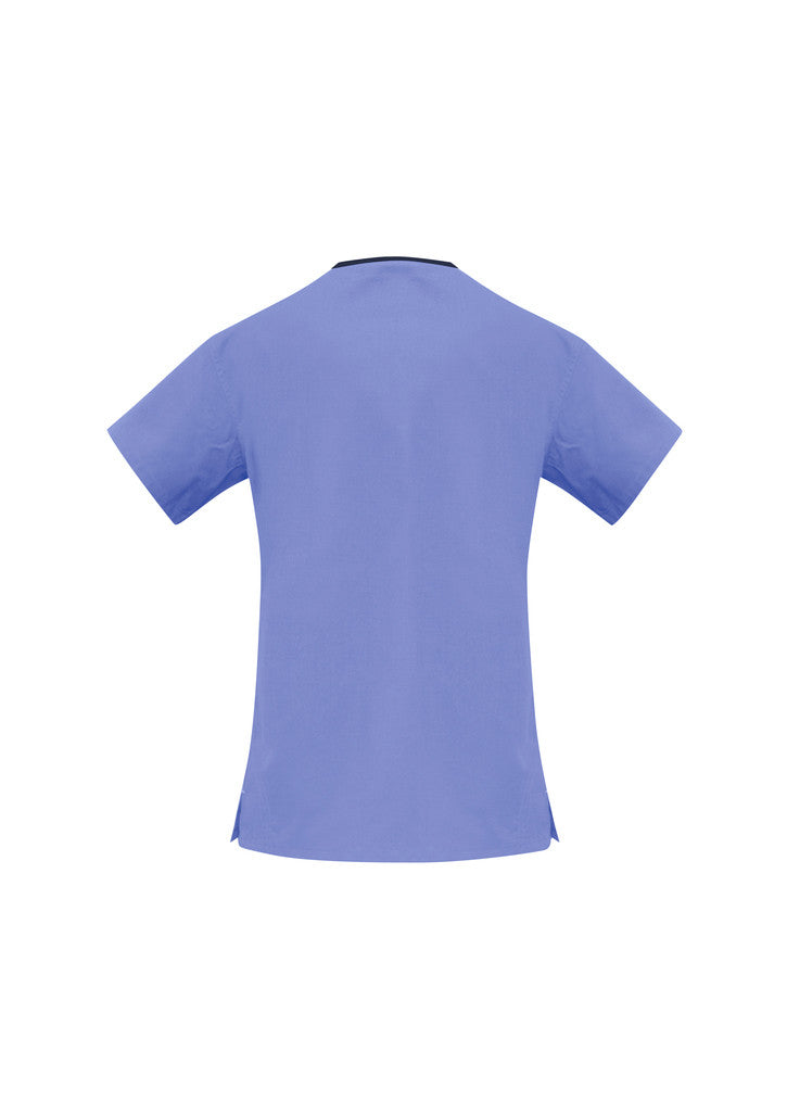 LADIES CONTRAST CROSSOVER SCRUBS TOP ( BACK )