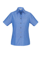 ACTIV EMBROIDERY DESIGNS.UNIFORMS.WORKWEAR.LADIES WRINKLE FREE CHAMBRAY SHORT SLEEVE SHIRT