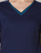 Ladies V-Neck Contrast Trim Scrub Top