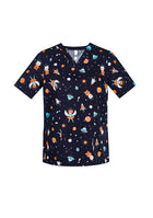 Womens Space Party Scrub Top