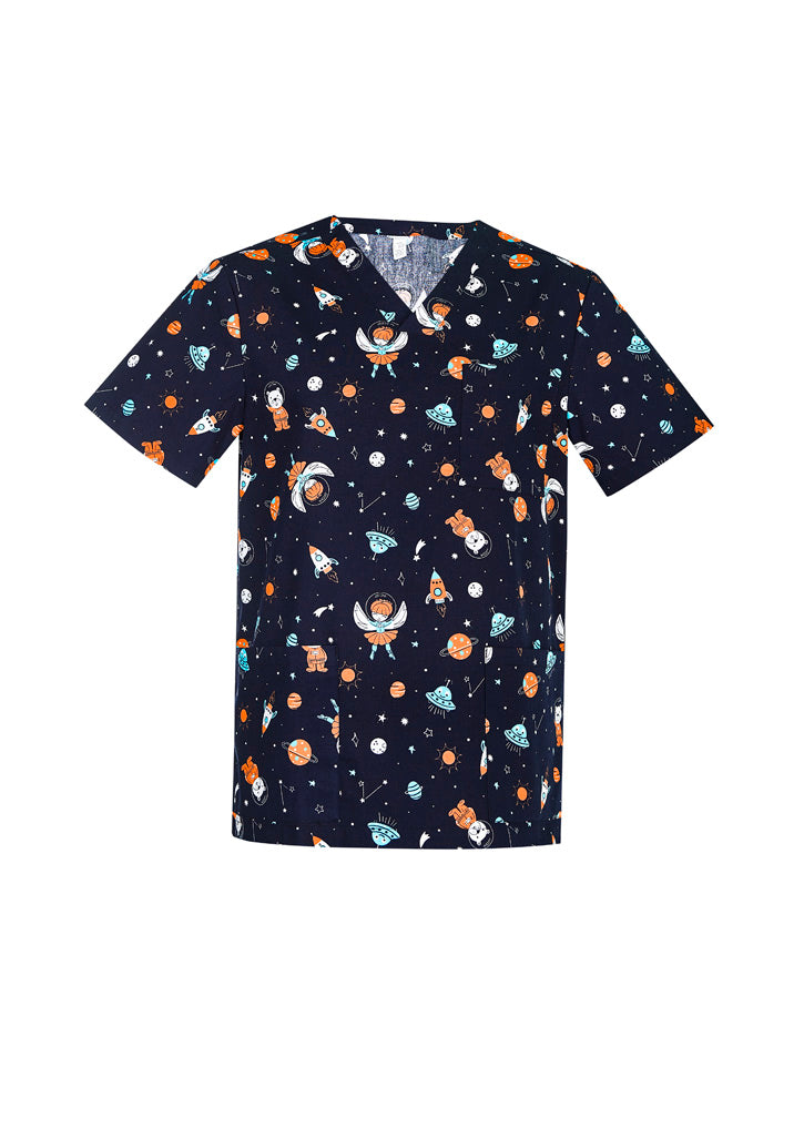 Mens Space Party Scrub Top