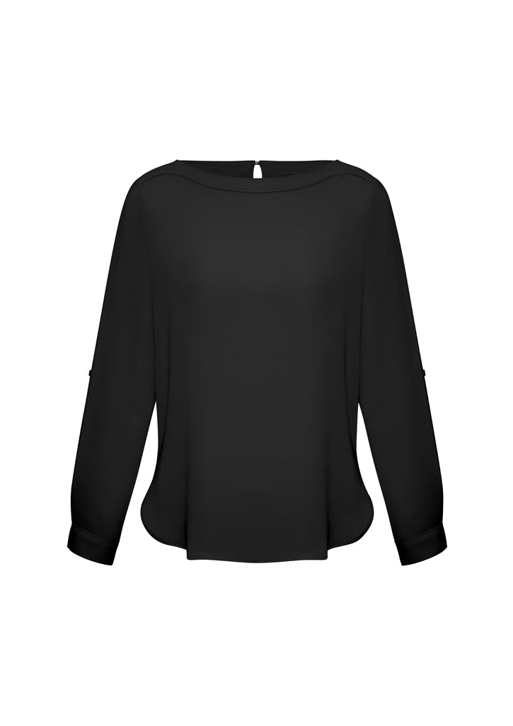 ACTIV EMBROIDERY DESIGNS. CORPORATE UNIFORM. LADIES MADISON BOATNECK BLOUSE