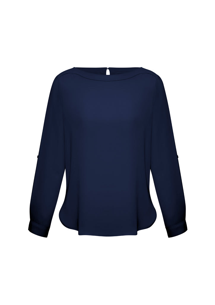 ACTIV EMBROIDERY DESIGNS. CORPORATE UNIFORM. LADIES MADISON BOATNECK BLOUSE