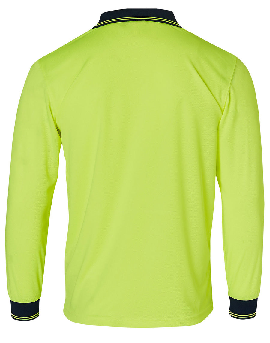 Hi Vis Cotton Back Long Sleeve Polo (Mens)