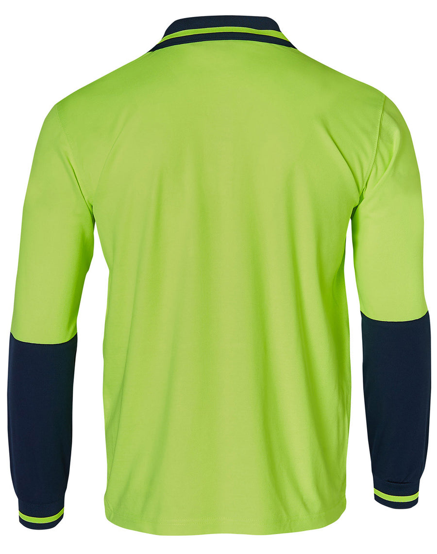 Hi Vis TrueDry Cotton Back L/S Safety Polo (Mens)