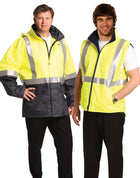 Hi Vis 3 In 1 Rainproof Safety Jacket With Detachable Vest