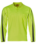 Hi Vis TrueDry Long Sleeve Polo with Reflective Piping (Mens)