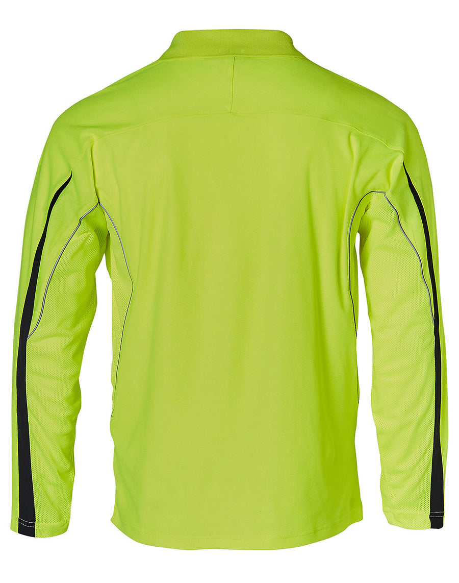 Hi Vis TrueDry Long Sleeve Polo with Reflective Piping (Mens)