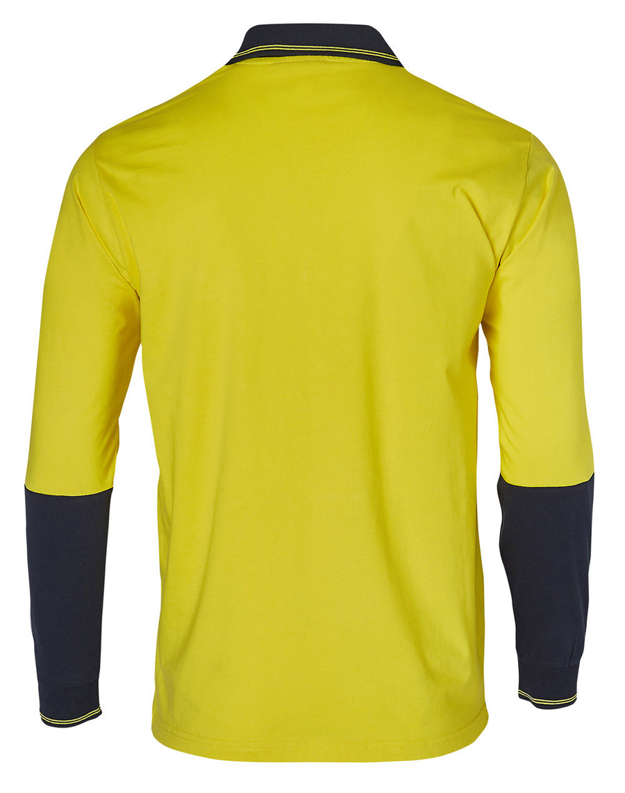 100% Cotton Jersey Two Tone Long Sleeve Safety Polo (Mens)