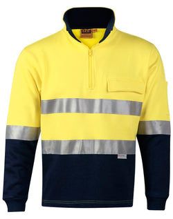 Hi Vis  Cotton Fleece Two Tone  Sweat with Chest Pocket & 3M Reflective Tapes