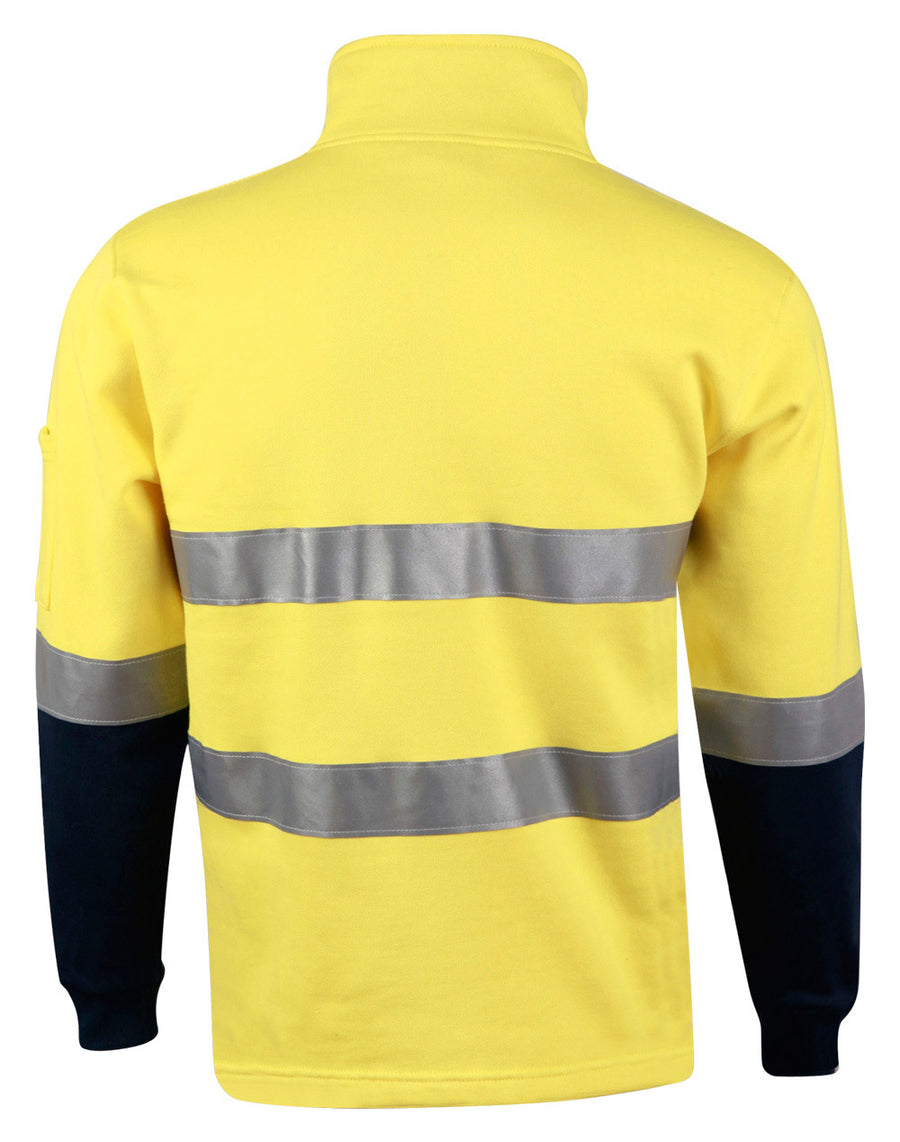 Hi Vis  Cotton Fleece Two Tone  Sweat with Chest Pocket & 3M Reflective Tapes