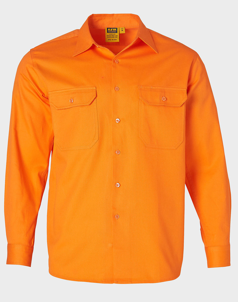 Hi Vis 190gsm Long Sleeve Drill Shirt (Mens)