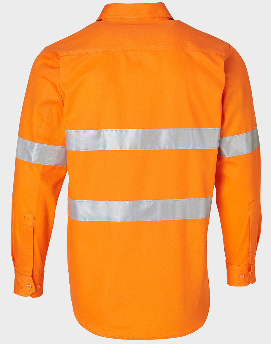 Hi Vis 190gsm Long Sleeve Drill Shirt Whit 3M Tapes (Unisex)