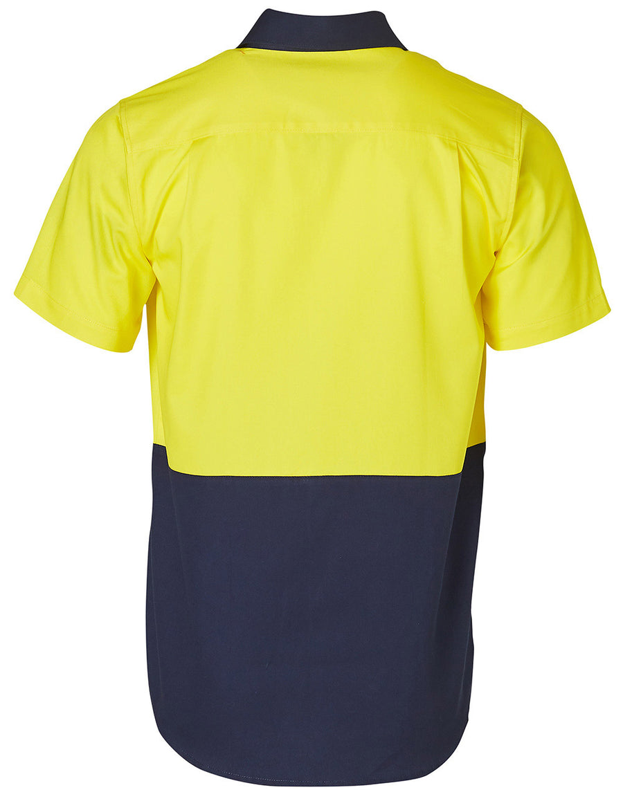 Hi Vis 190gsm Cotton Drill Short Sleeve Work Shirts (Mens)