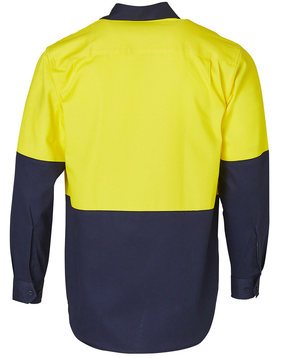 Hi Vis 190gsm Cotton Drill Long Sleeve Work Shirts (Mens)