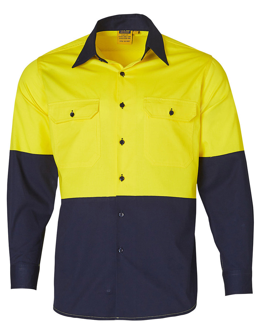 SW58, Hi Vis Cool-Breeze Cotton Twill L/S Shirt (Mens)