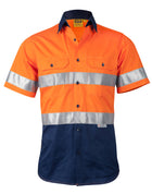 Hi Vis 155gsm Cool-Breeze Cotton Twill S/S Shirt With 3M Tape (Mens)