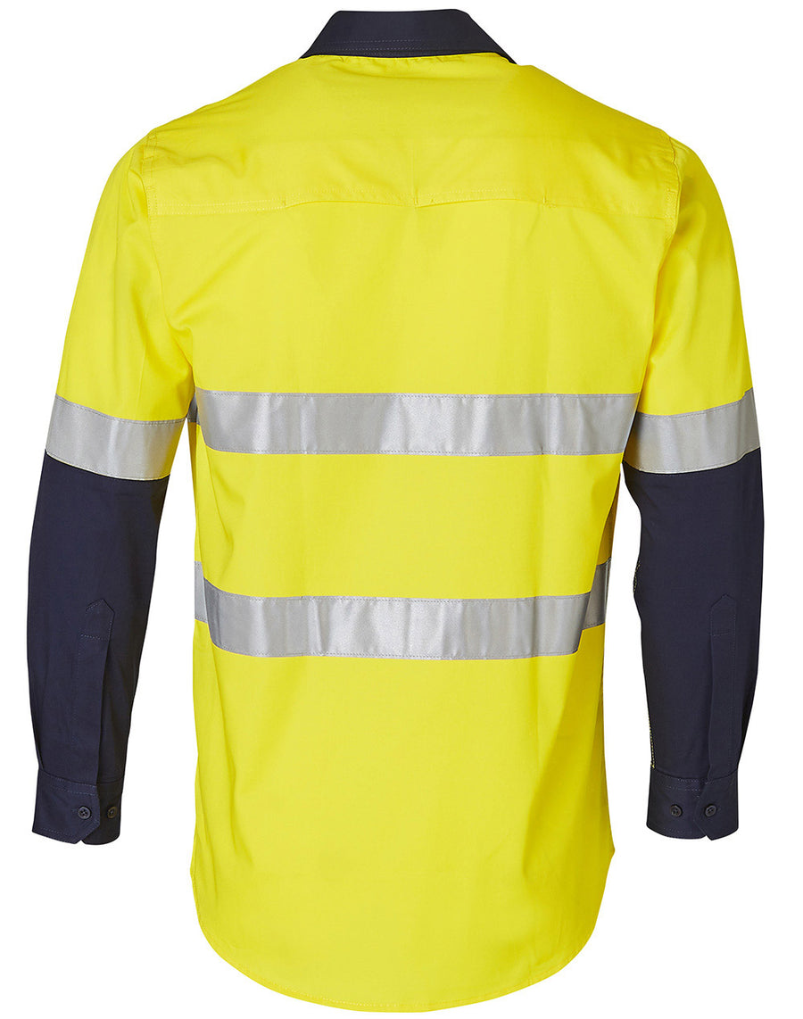 Hi Vis 155gsm Cool-Breeze Cotton Twill L/S Shirt With 3M Tape (Mens)