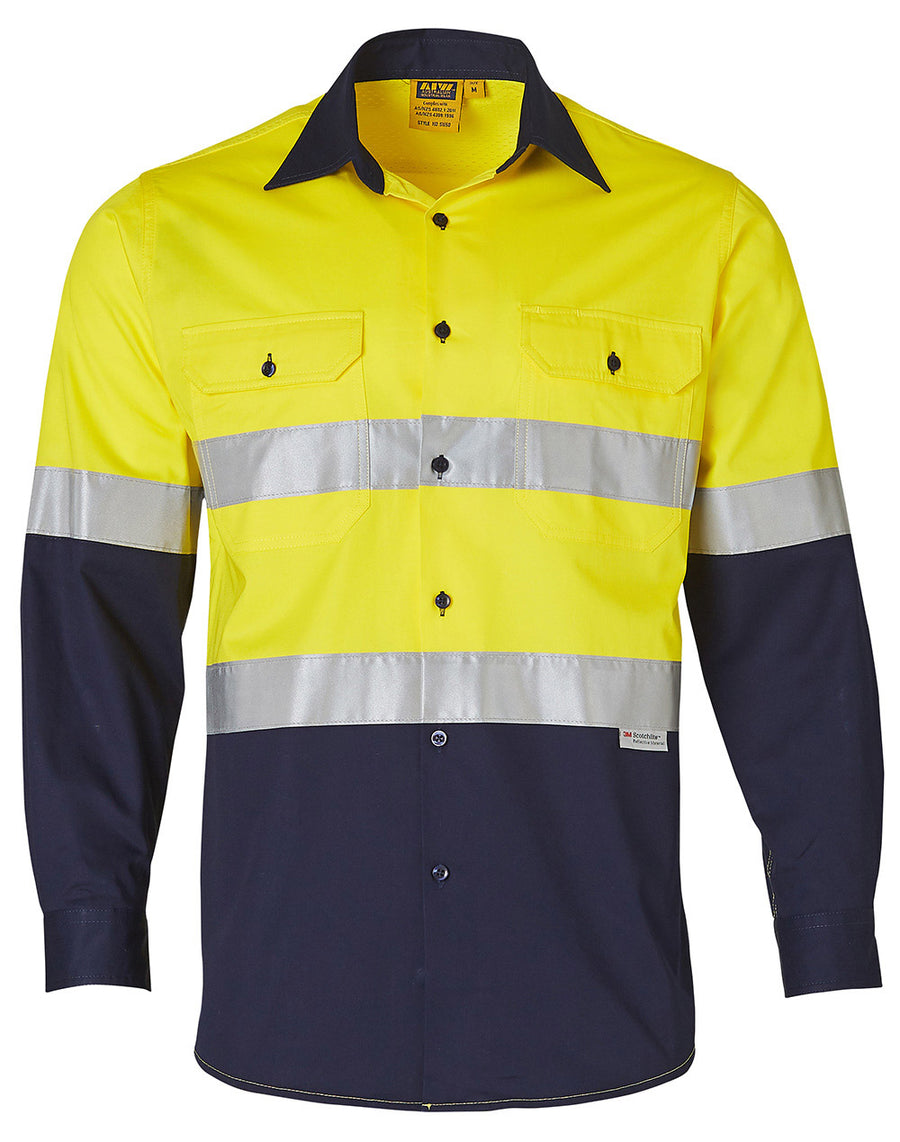 SW60, Hi Vis Cool-Breeze Cotton Twill L/S Shirt With 3M Tape (Mens)