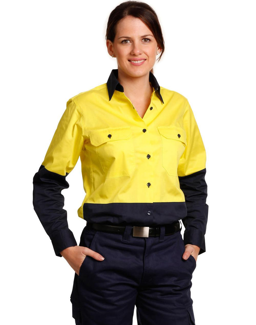 Hi Vis Cool-Breeze Cotton Twill Safety L/S Shirt (Womens)