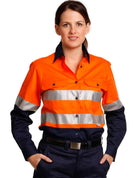 Hi Vis Cool-Breeze Cotton Twill Safety L/S Shirt With Reflective 3M Tapes (Ladies)