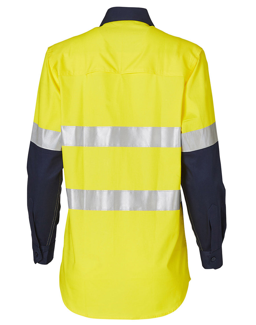 Hi Vis Cool-Breeze Cotton Twill Safety L/S Shirt With Reflective 3M Tapes (Ladies)