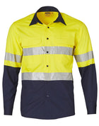 Hi Vis Cotton Rip-Stop Long Sleeve Shirt 3M Tape (Unisex)
