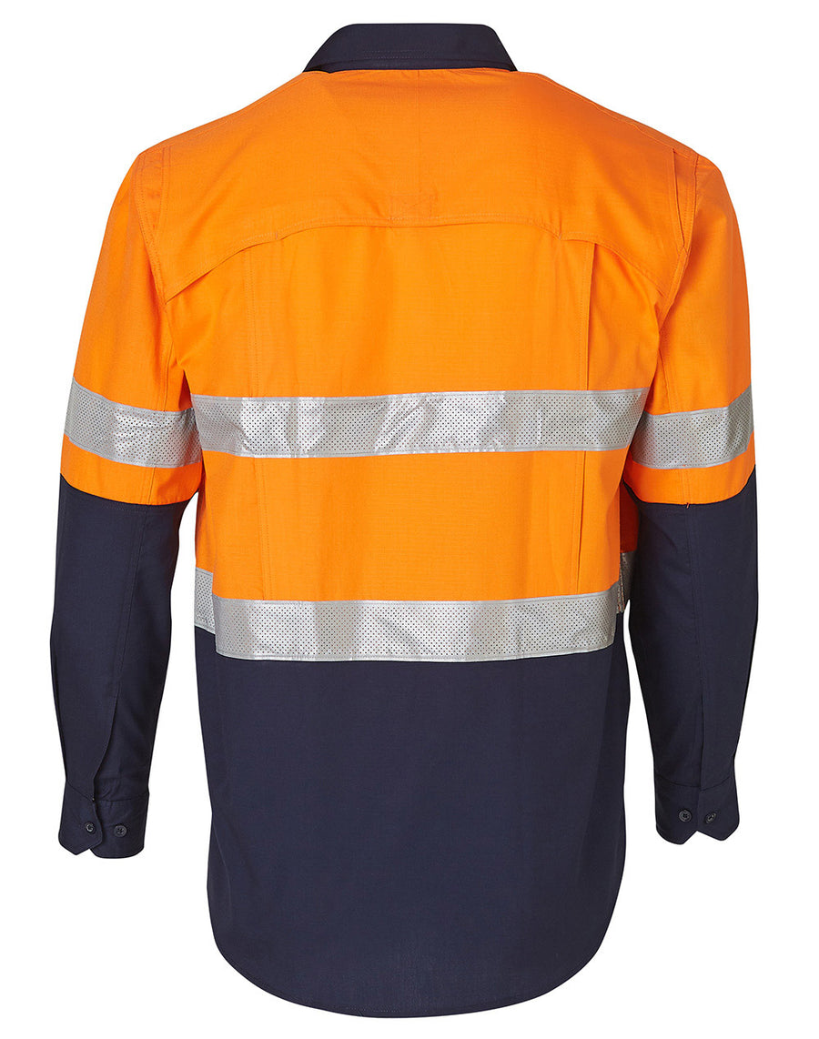Hi Vis Cotton Rip-Stop Long Sleeve Shirt 3M Tape (Unisex)