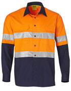 Hi Vis Cotton Rip-Stop Long Sleeve Shirt 3M Tape (Unisex)