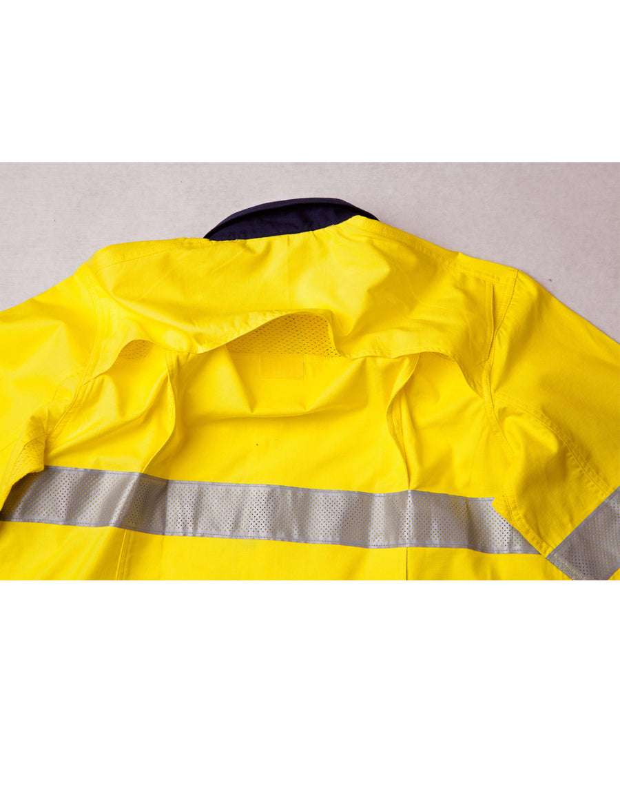 Hi Vis Cotton Rip-Stop Long Sleeve Shirt 3M Tape (Unisex)