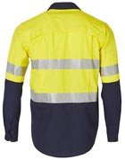 Hi Vis Cotton Rip-Stop Long Sleeve Shirt 3M Tape (Unisex)