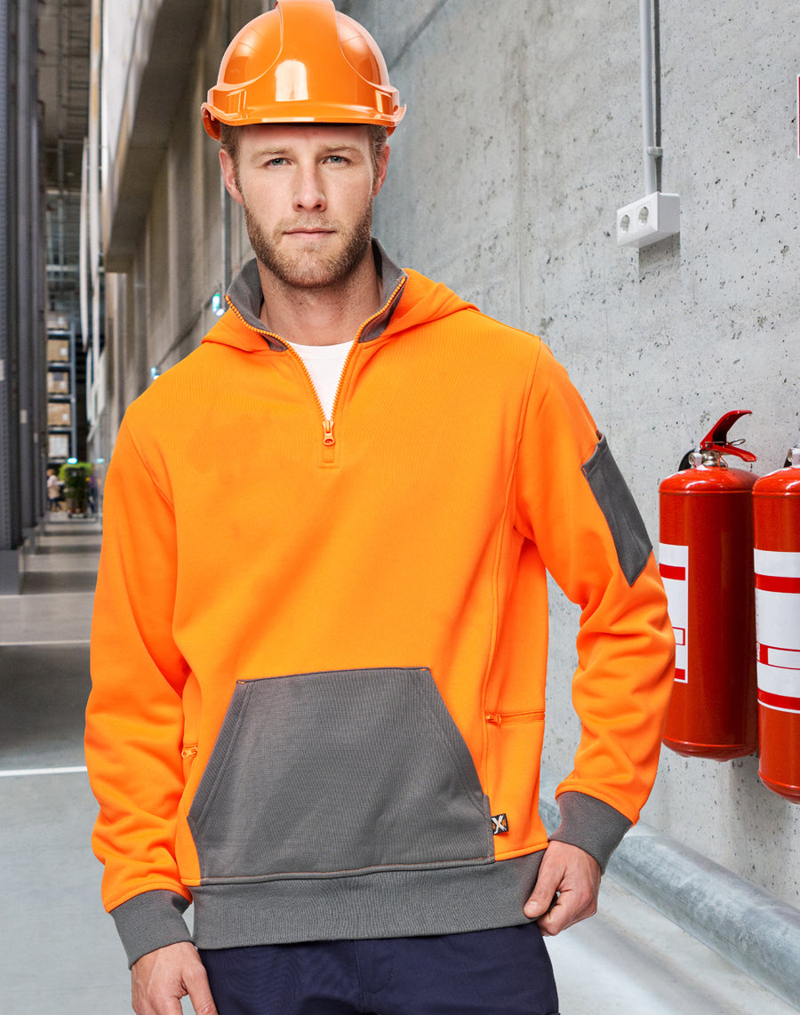 Hi Vis ¼ Zip Premium Fleece Hoodie (Unisex)