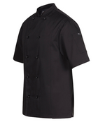 ACTIV EMBROIDERY DESIGNS. UNIFORMS. VENTED CHEF'S SHORT SLEEVE JACKET. MENS.
