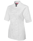 ACTIV EMBROIDERY DESIGNS. UNIFORMS. SHORT SLEEVE CHEF'S JACKET. LADIES.